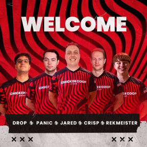 Welcome graphic announcing Drop joining the Chicken Coop Esports CS2 roster